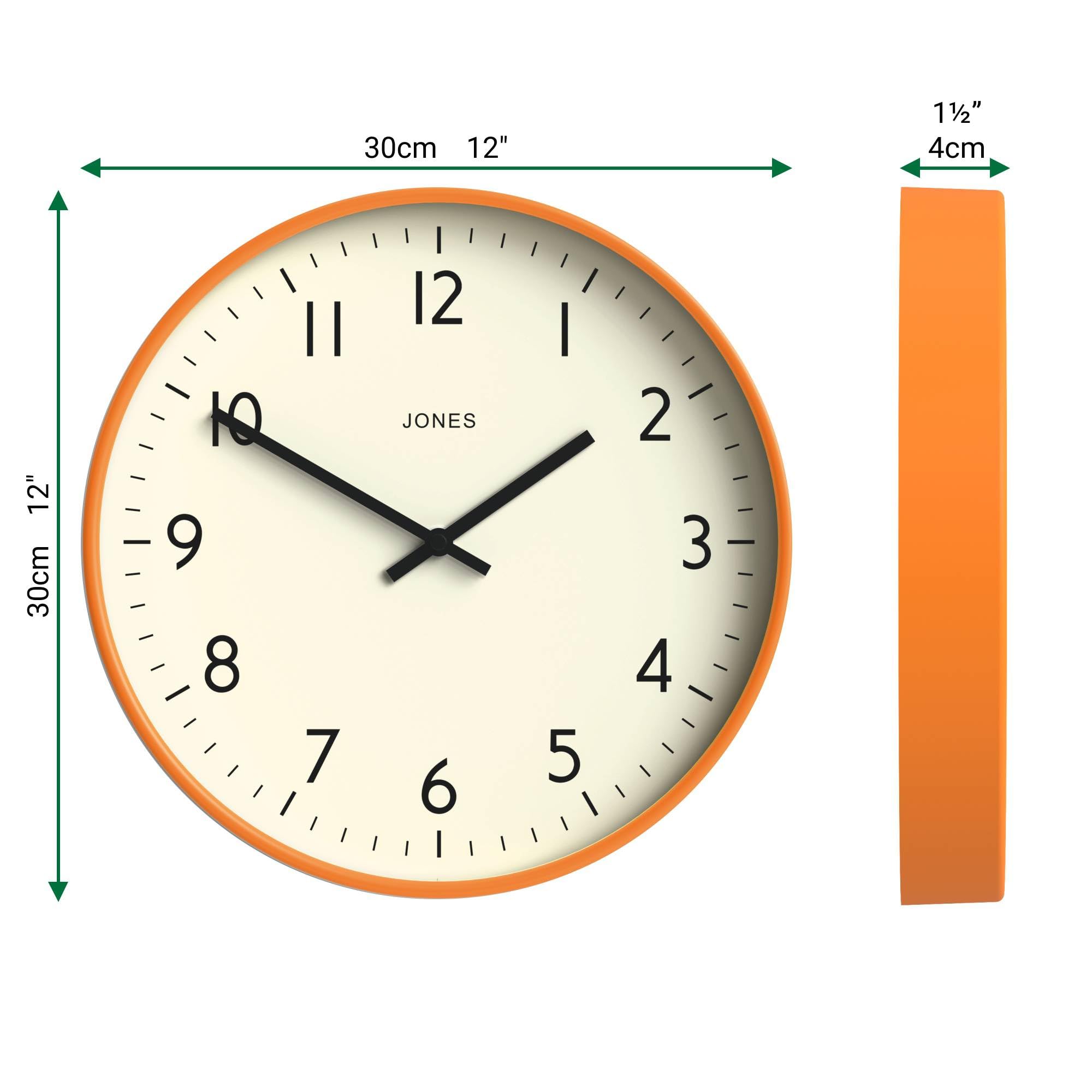 JONES CLOCKS® Studio Wall Clock | Modern Round Clock | 12